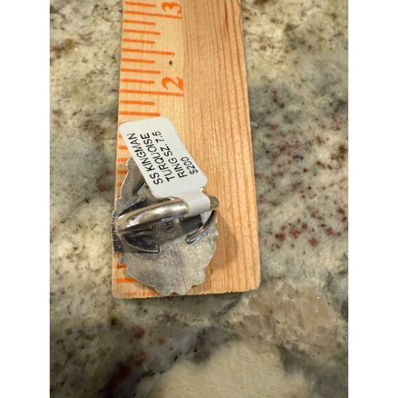 Navajo KL Sterling Silver Kingman Turquoise Cluster Statement Ring 7.5 signed - Picture 9 of 16